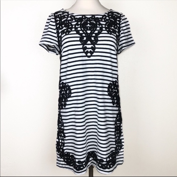 Anthropologie Postmark Stripe Filigree Tunic Dress - Picture 4 of 9